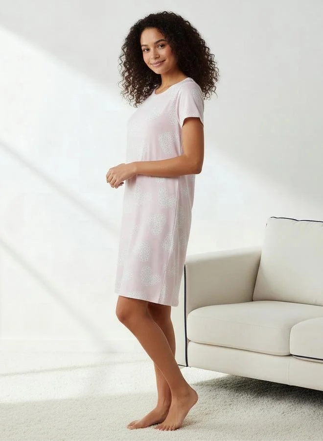 Splash FAV Set of 2 - Night Dress Short Sleeve Floral Print Cotton